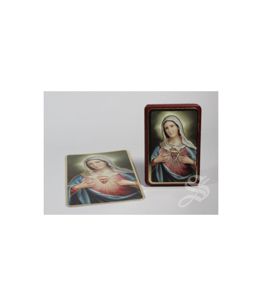 CUADRITO CORAZON DE MARIA 5 X 8 EN BLISTER CON ESTAMPA