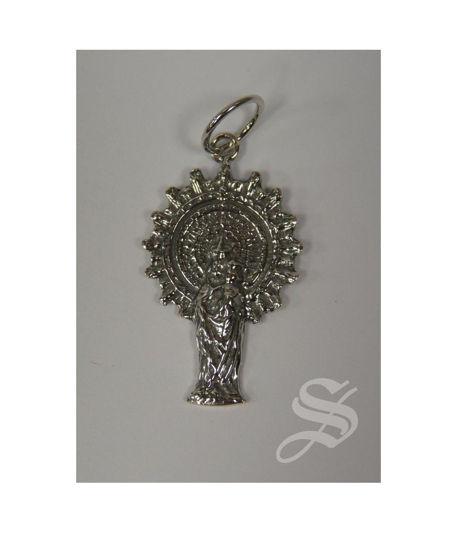MEDALLA VIRGEN DEL PILAR 30 X 17 MM SILUETA PLATA
