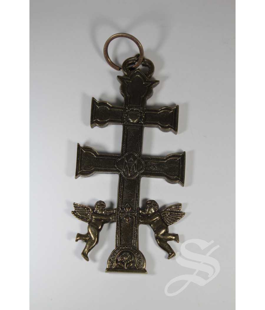 CRUZ CARAVACA ESMALTADA 16 CM. BRONCE