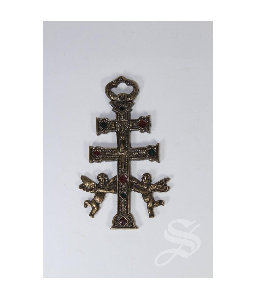 CRUZ CARAVACA 8 CM. BRONCE ESMALTADO