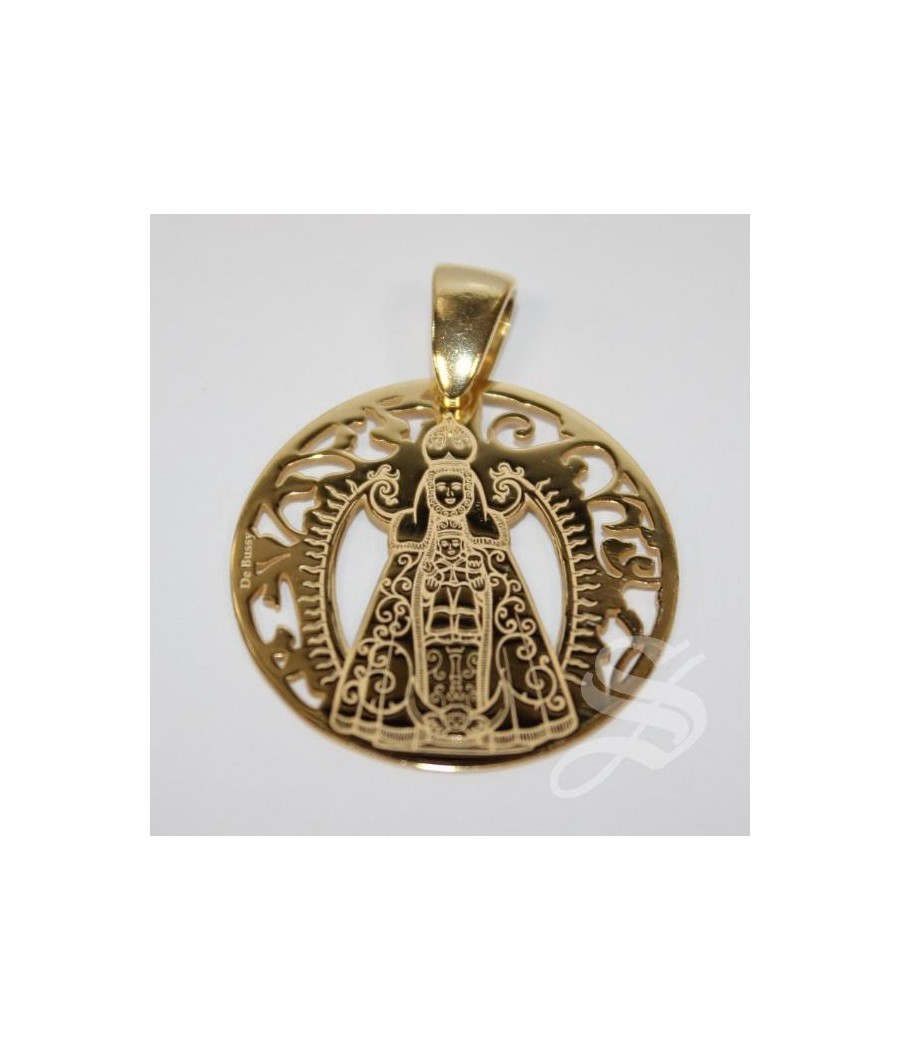 MEDALLA VIRGEN DEL PRADO 25 MM. PLATA CHAPADA GRABADO LASER