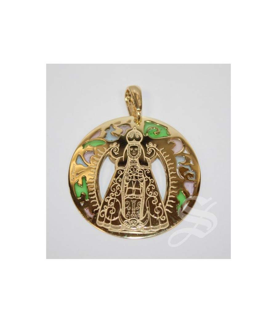 MEDALLA VIRGEN DEL PRADO ESMALTE 25 MM. PLATA CHAPADA
