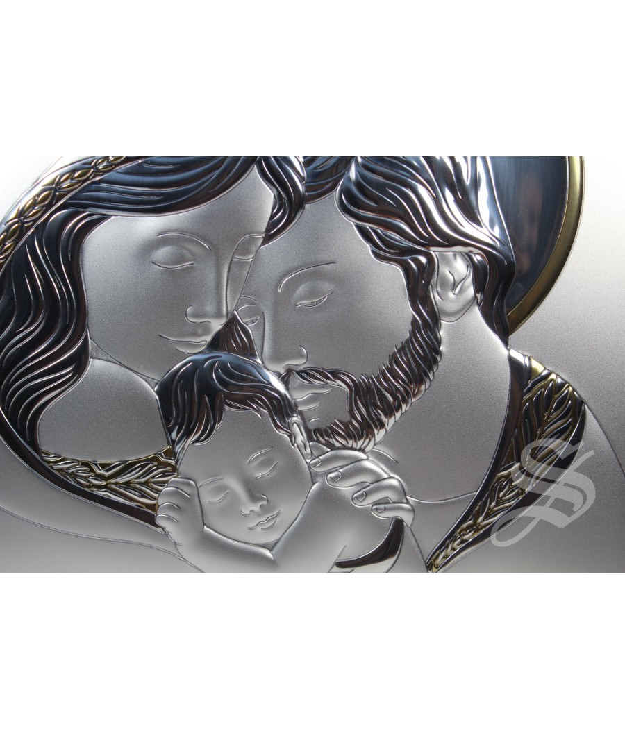 ICONO SAGRADA FAMILIA DORADO 26 * 21 CM. LAMINADO DE PLATA
