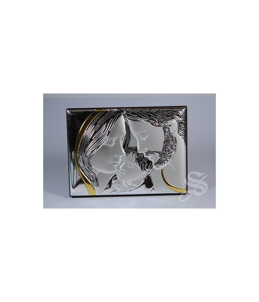ICONO SAGRADA FAMILIA 10 * 7 CM. BILAMINADO DE PLATA