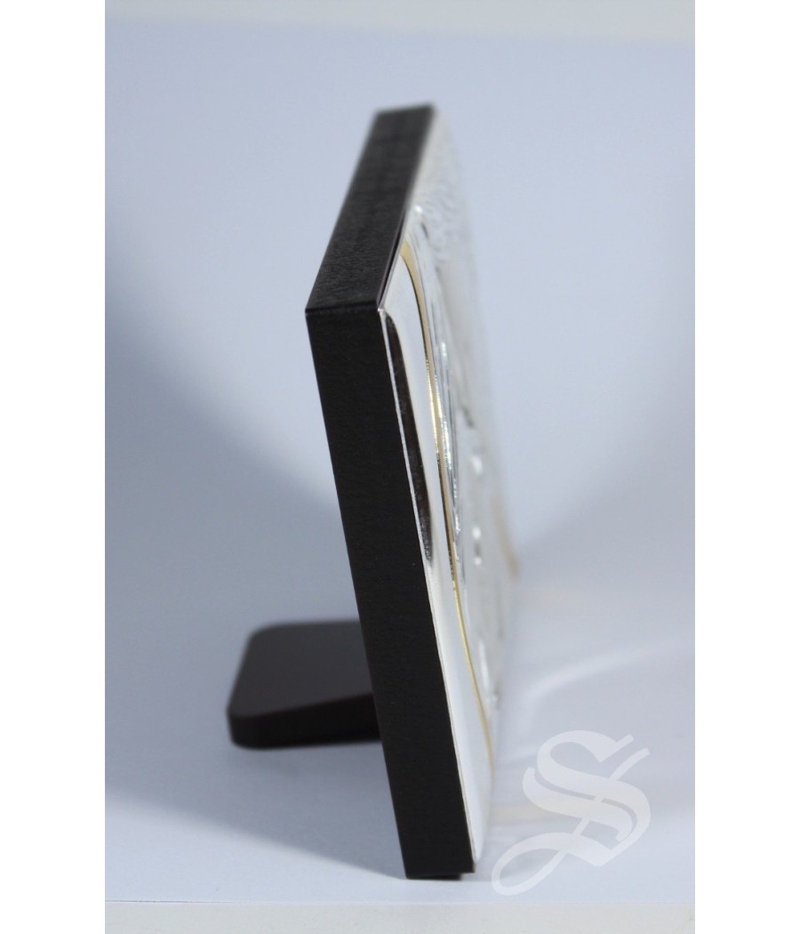 ICONO SAGRADA FAMILIA 10 * 7 CM. BILAMINADO DE PLATA