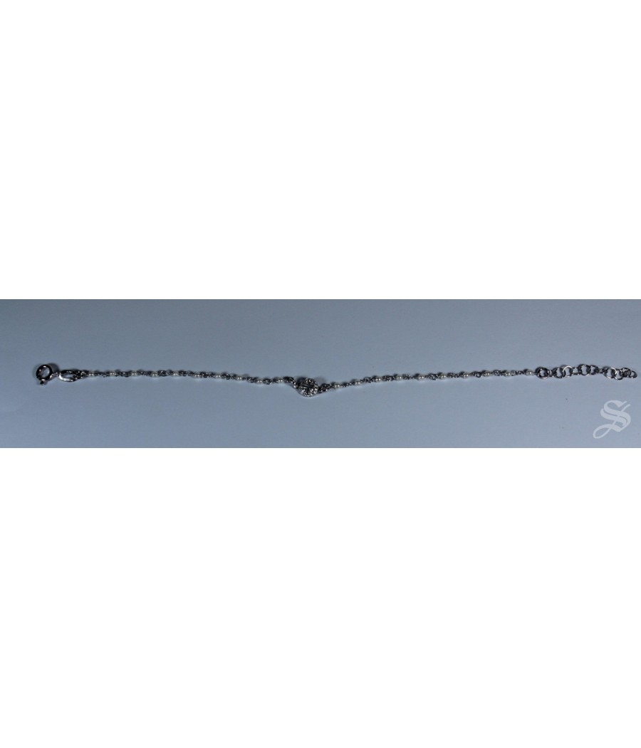 PULSERA CRISTAL Ø2 MM Y PLATA MEDALLA STRASS PERLA