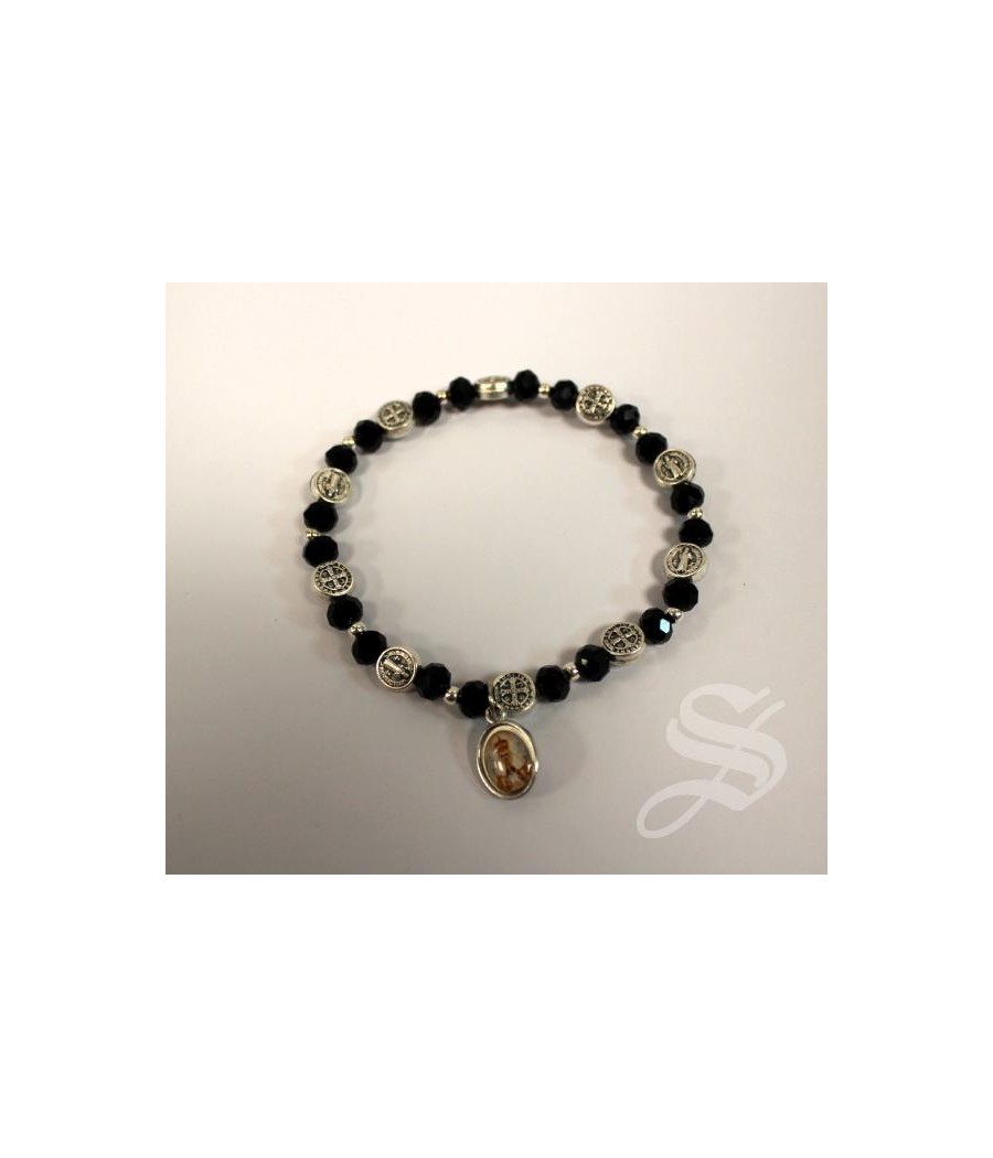 PULSERA SAN BENITO CRISTAL NEGRA 6MM