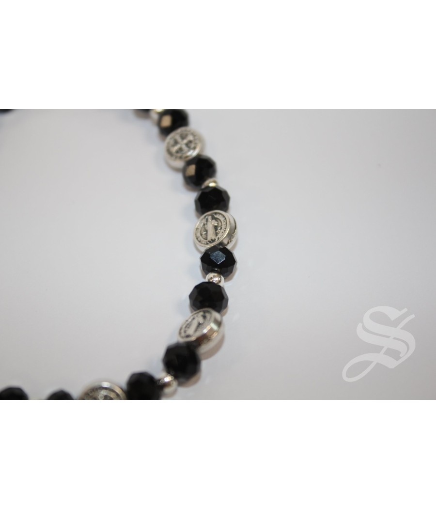 PULSERA SAN BENITO CRISTAL NEGRA 6MM
