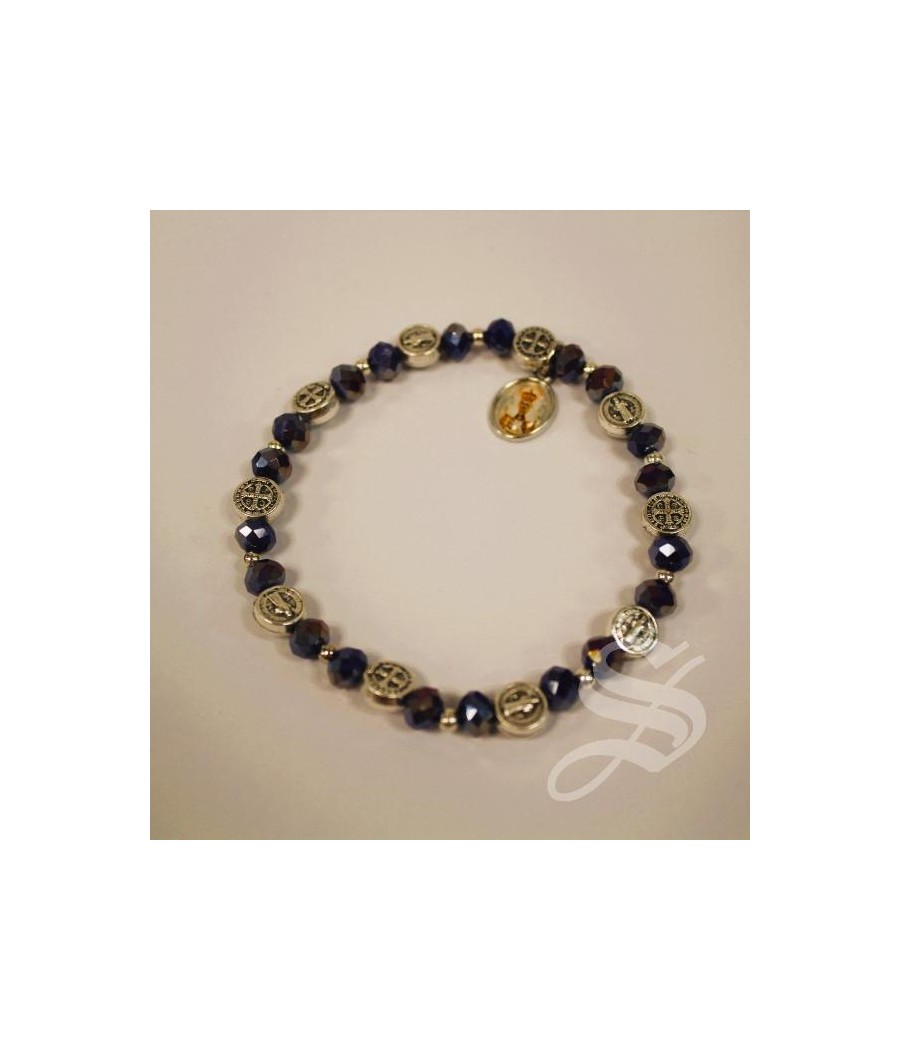 PULSERA SAN BENITO CRISTAL AZUL. 6MM