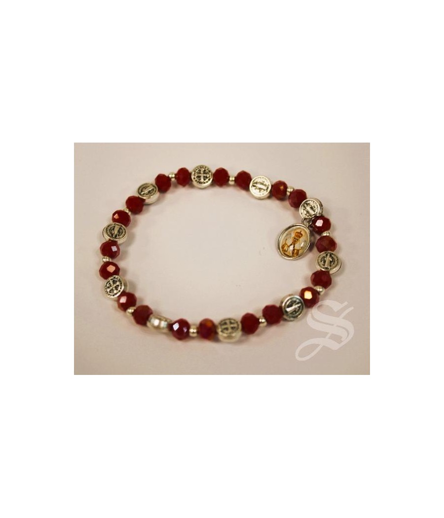 PULSERA SAN BENITO CRISTAL ROJO 6MM