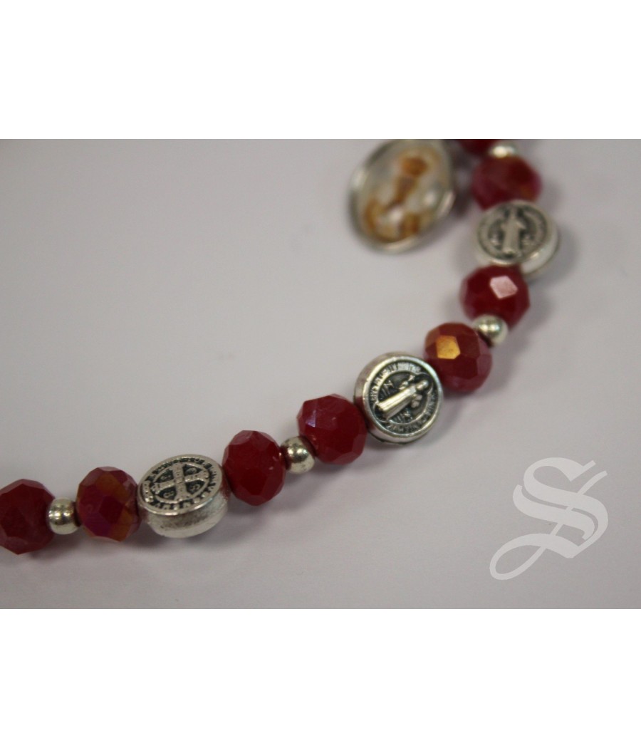 PULSERA SAN BENITO CRISTAL ROJO 6MM