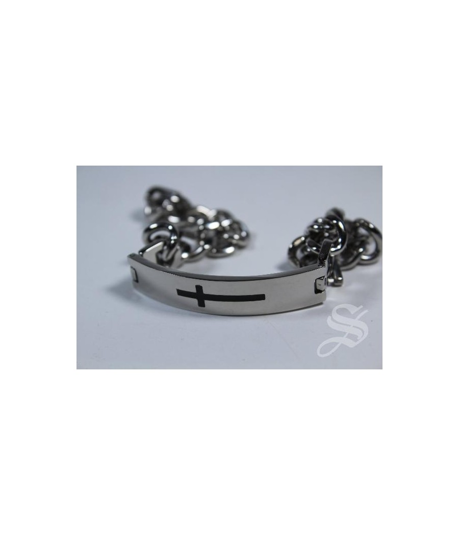 PULSERA ESCLAVA CON CRUZ CADENA GRUESA