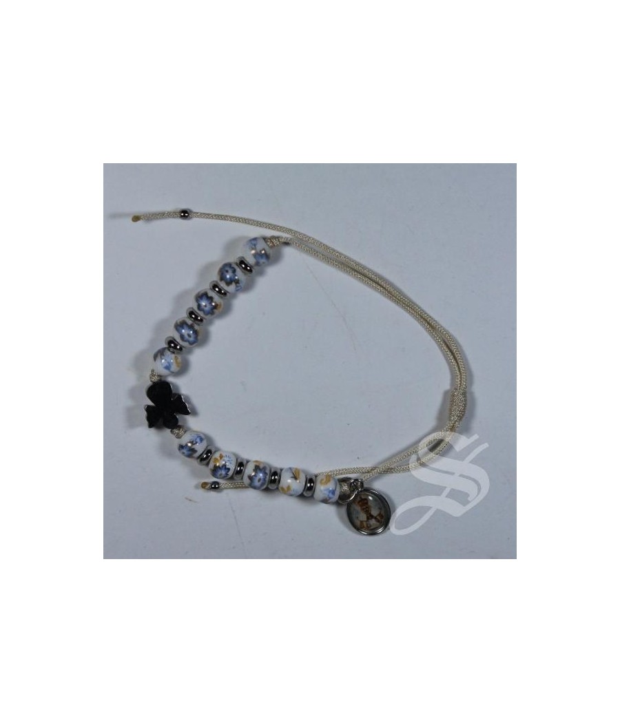 PULSERA CUERDA CERMICA/INOX. ANGEL 6MM AZUL