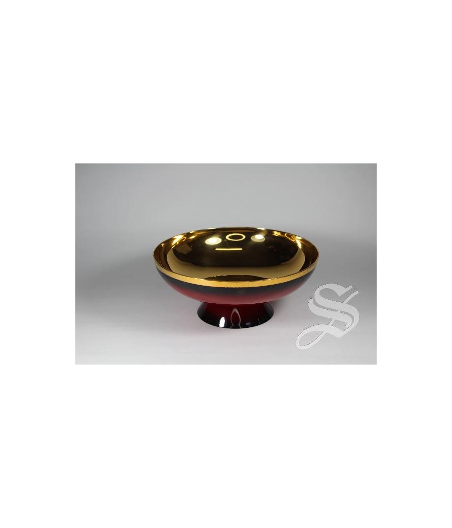 COPON - PATENA LATON DORADO, ESMALTE ROJO 7 CM. ALTURA Ø 17 CM. COPA