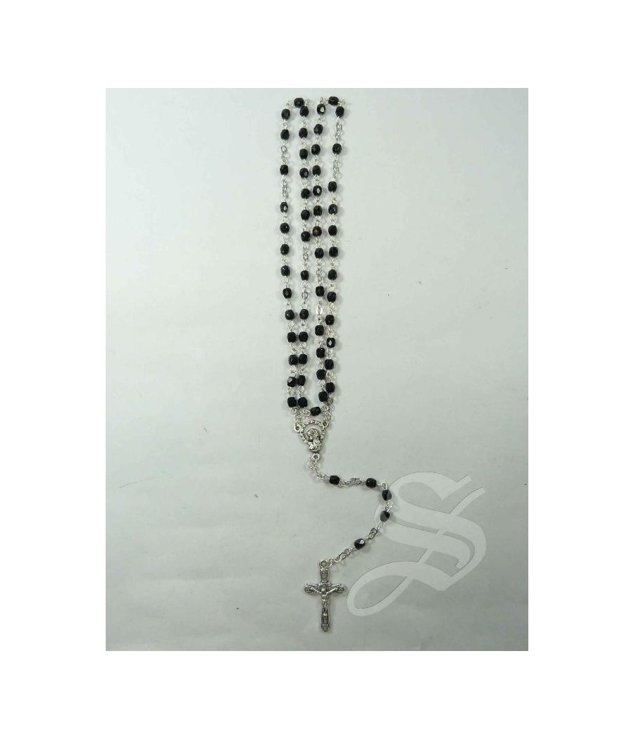 ROSARIO CRISTAL NEGRO 4MM. VIRGEN DEL PRADO