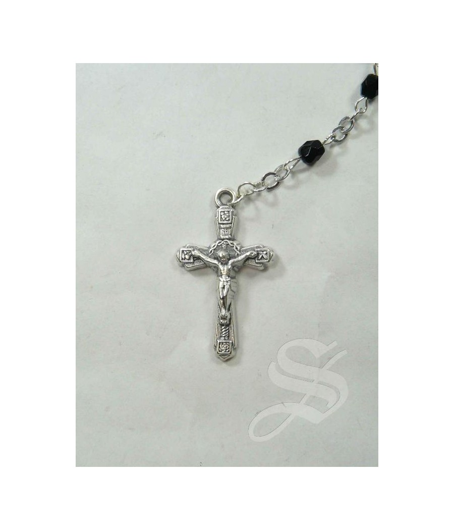ROSARIO CRISTAL NEGRO 4MM. VIRGEN DEL PRADO