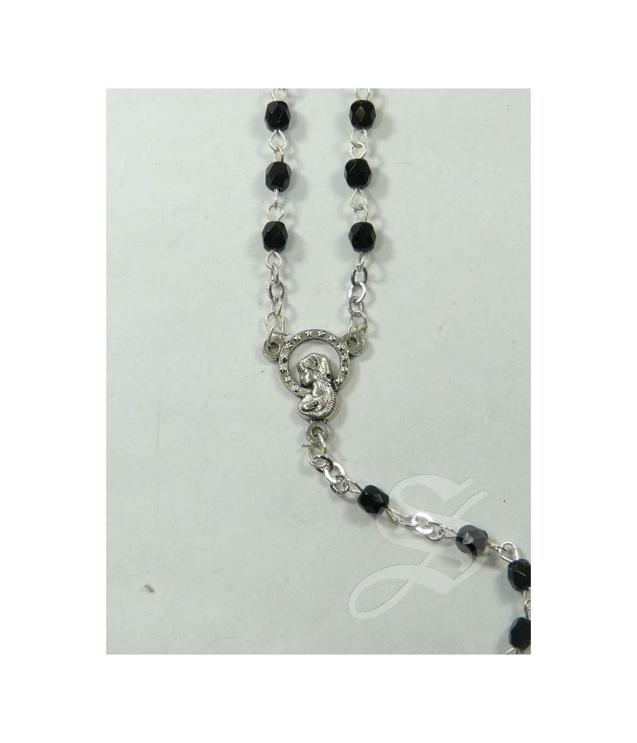 ROSARIO CRISTAL NEGRO 4MM. VIRGEN DEL PRADO