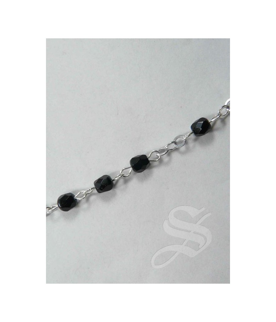 ROSARIO CRISTAL NEGRO 4MM. VIRGEN DEL PRADO