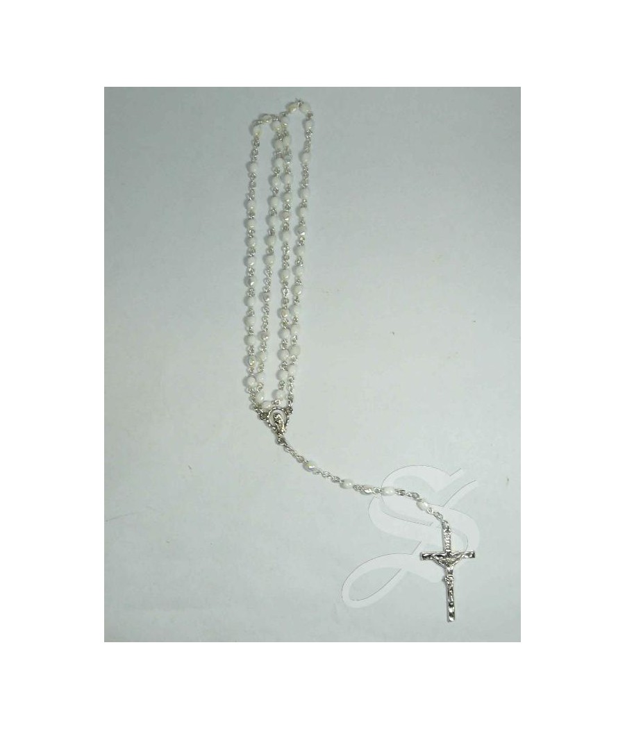 ROSARIO CRISTAL BLANCO 4 MM FACETADO.VIRGEN DEL PRADO