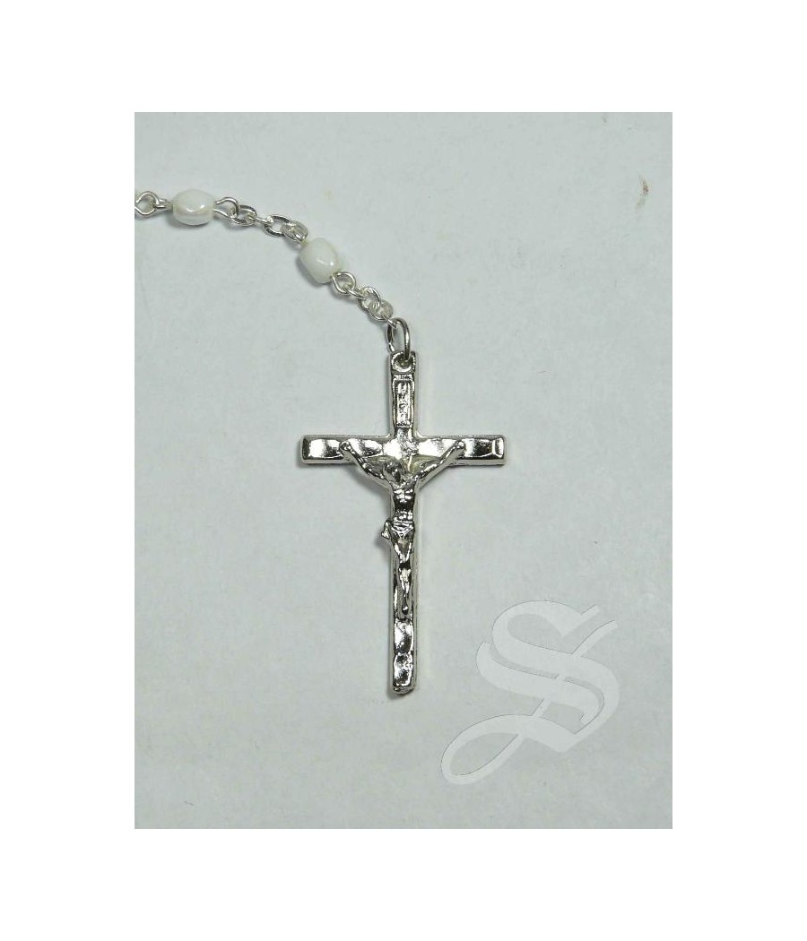 ROSARIO CRISTAL BLANCO 4 MM FACETADO.VIRGEN DEL PRADO
