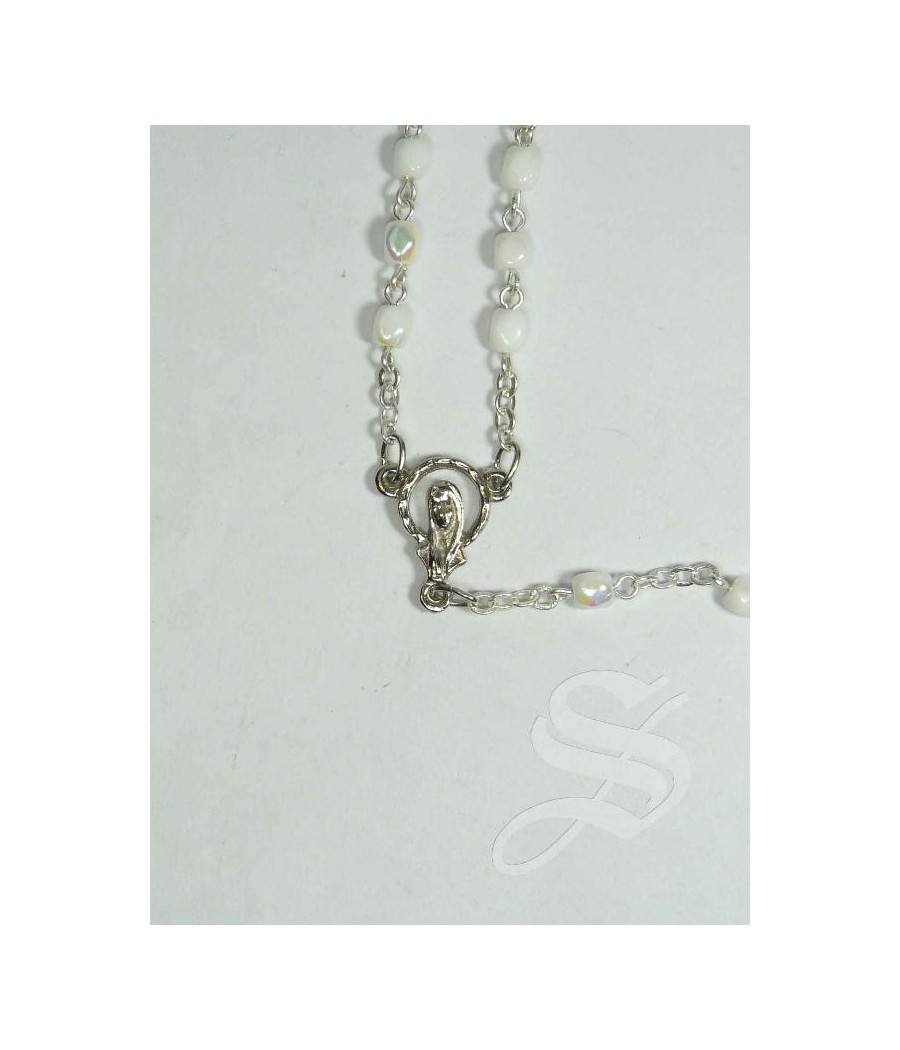 ROSARIO CRISTAL BLANCO 4 MM FACETADO.VIRGEN DEL PRADO