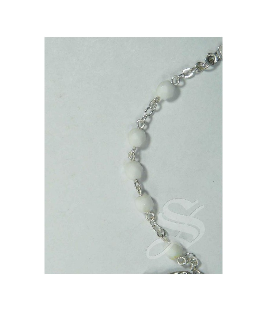ROSARIO CRISTAL BLANCO 5MM. FACETADO. VIRGEN DEL PRADO