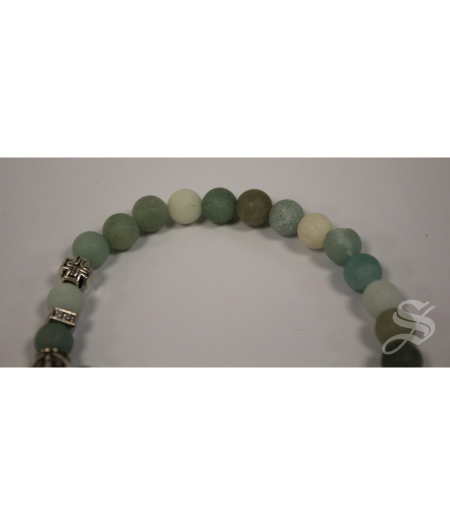 PULSERA MILAGROSA PIEDRA  AGUAMARINA. 6MM