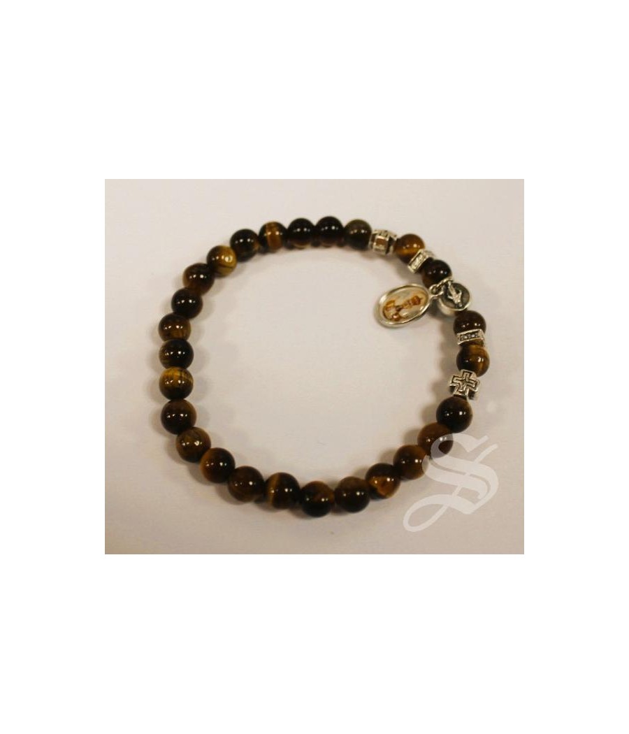 PULSERA MILAGROSA PIEDRA OJO DE TIGRE. 6MM