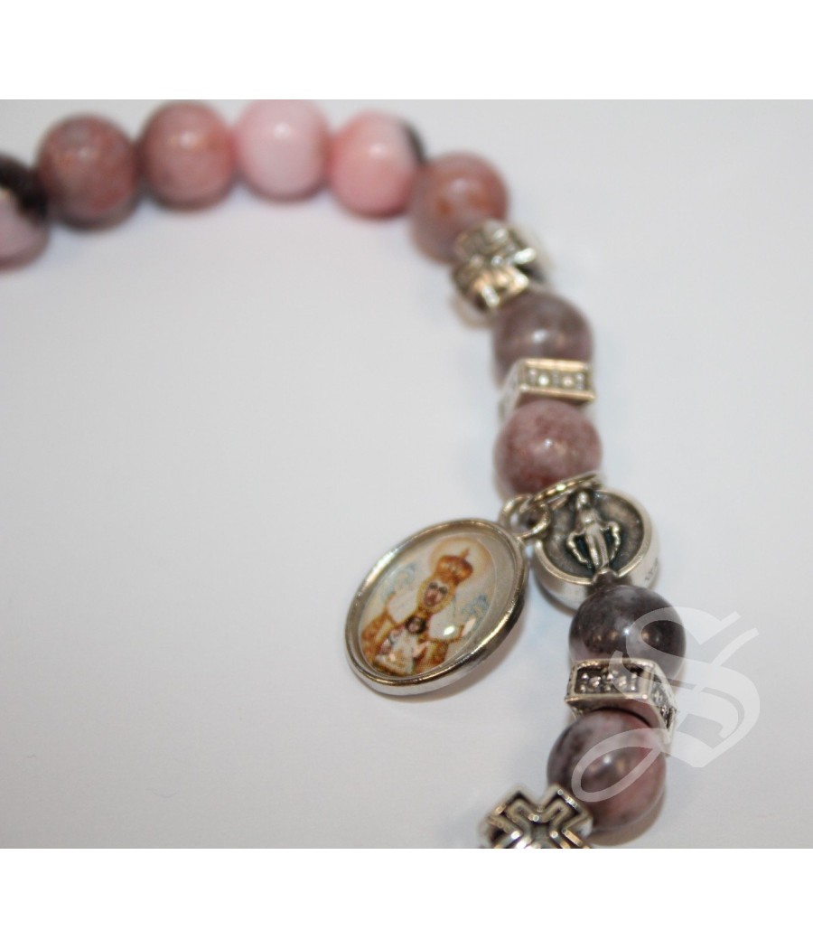 PULSERA MILAGROSA PIEDRA JASPEADA ROSA. 6MM