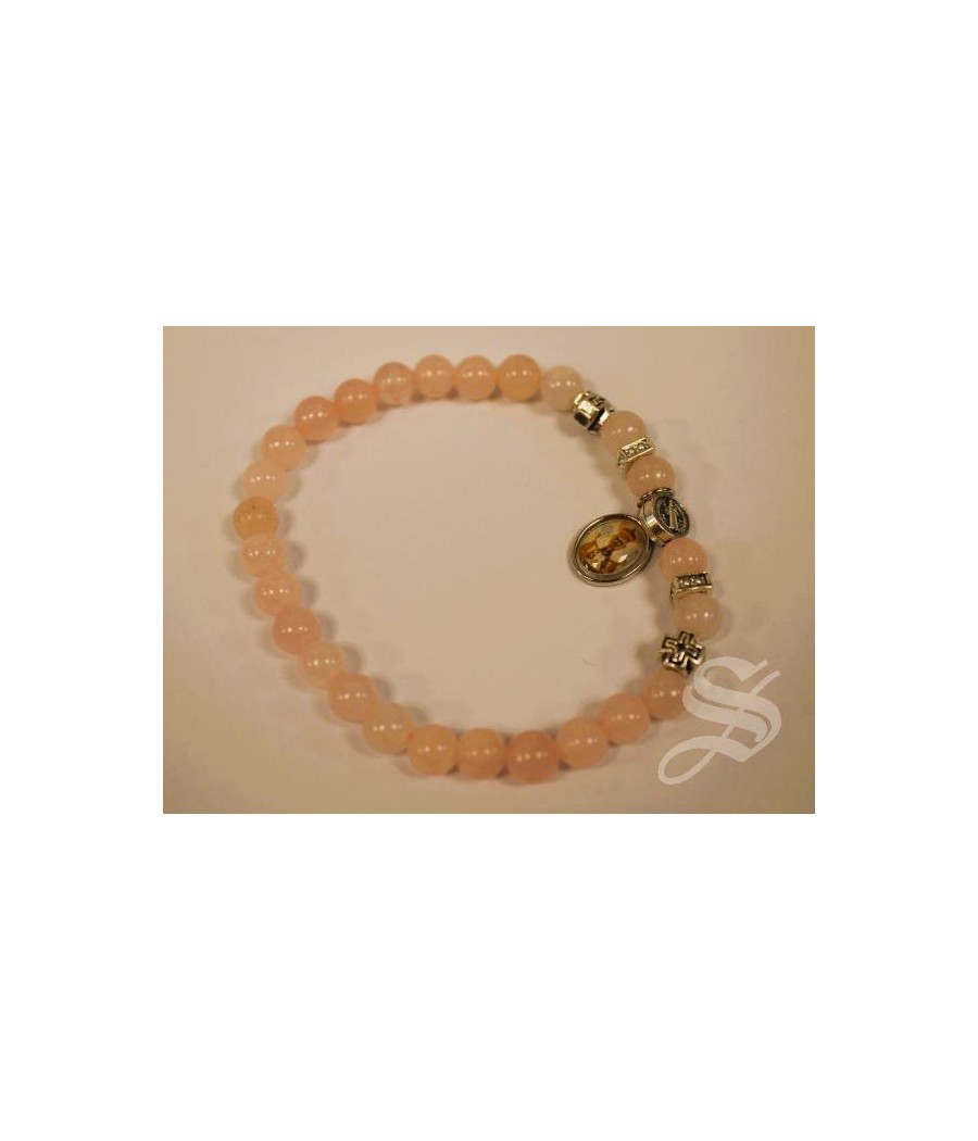 PULSERA SAN BENITO PIEDRA CUARZO ROSA. 6MM