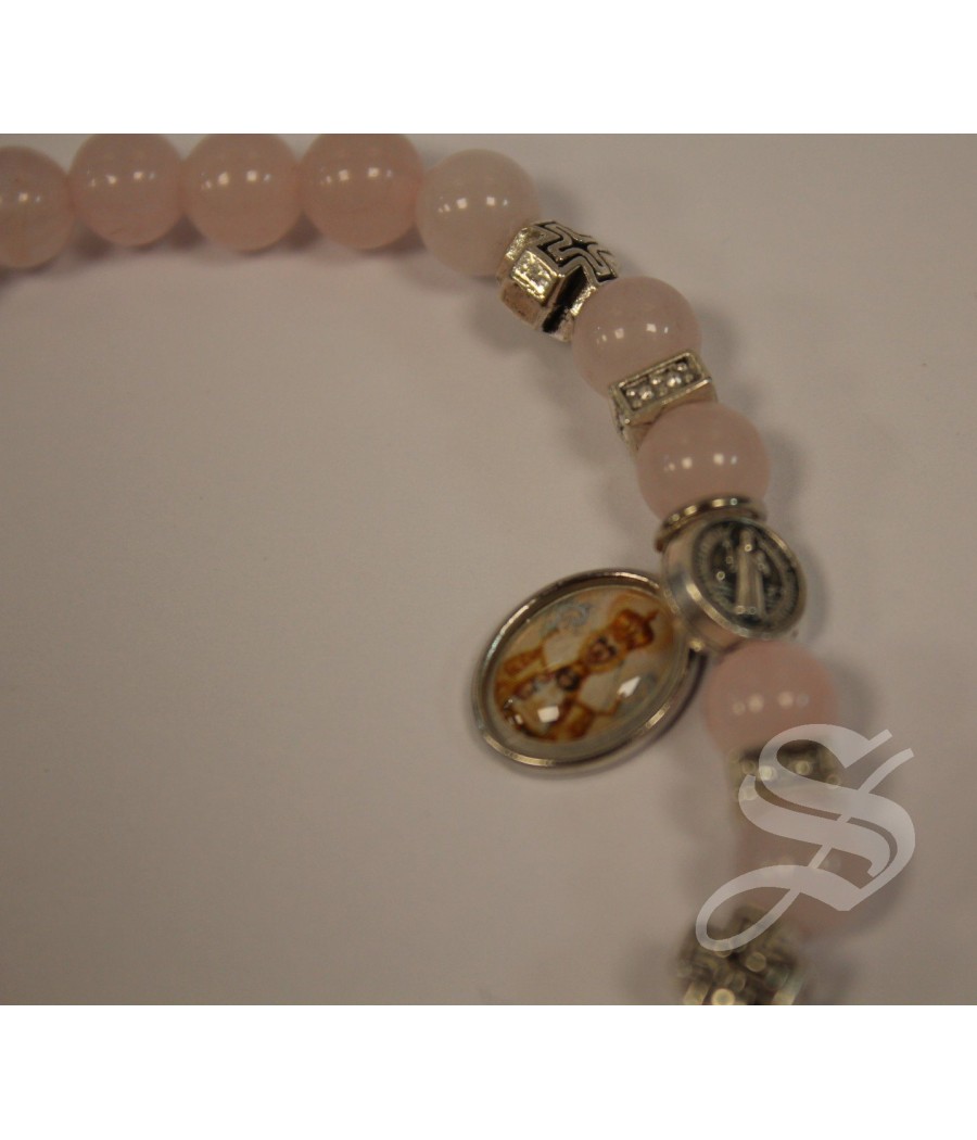 PULSERA SAN BENITO PIEDRA CUARZO ROSA. 6MM