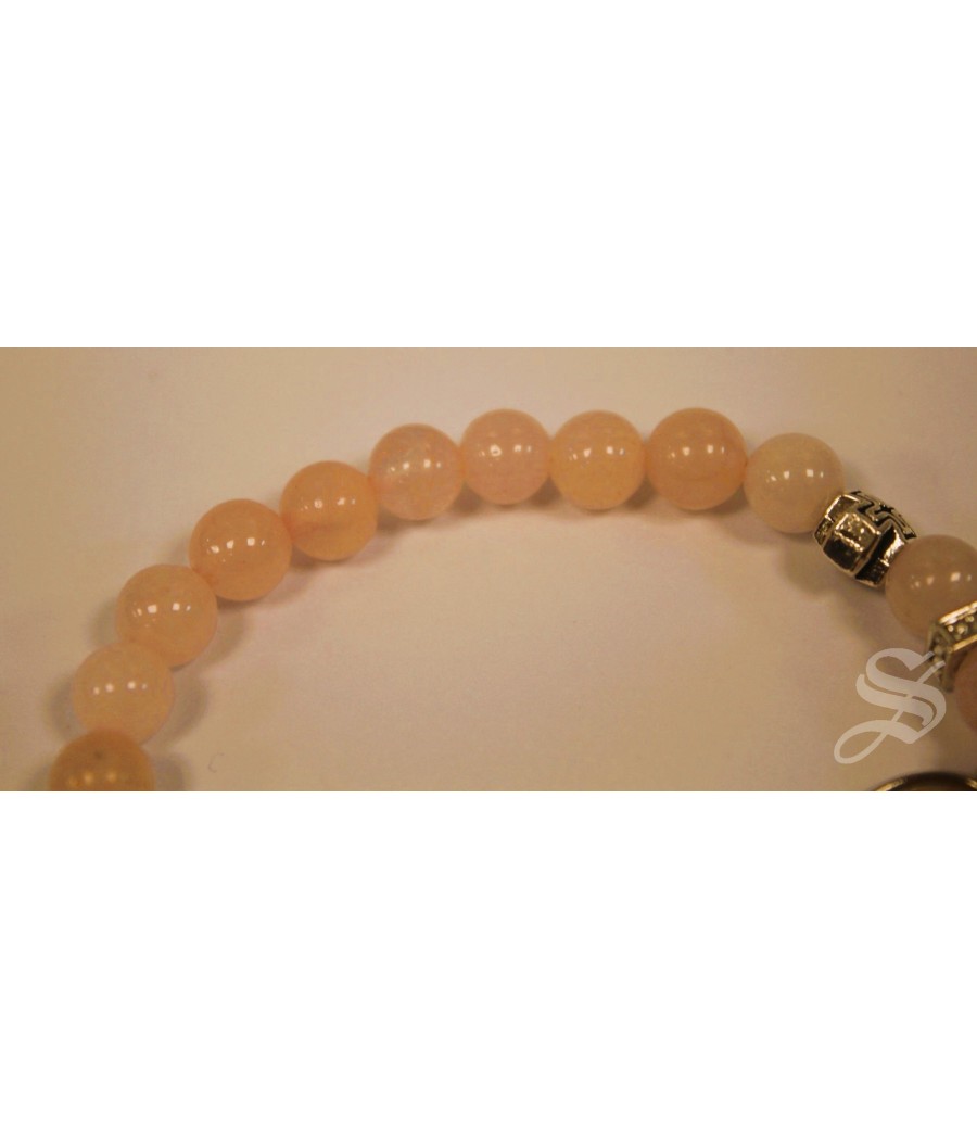 PULSERA SAN BENITO PIEDRA CUARZO ROSA. 6MM