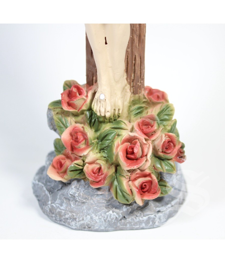 JESUS CRUCIFICADO CON CALVARIO DE ROSAS 19,7 CM.