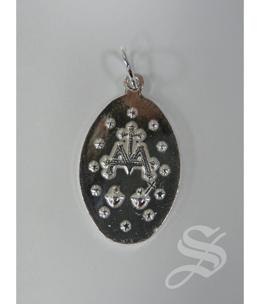 MEDALLA MILAGROSA 33  X 19 MM. PLATA 925