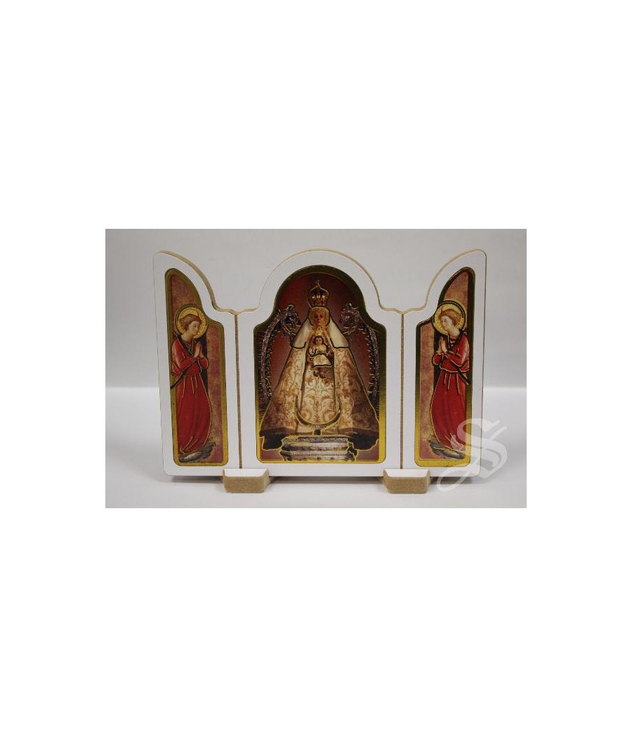 TRIPTICO CAPILLA BLANCO VIRGEN DEL PRADO 14 * 10 CON REPIE
