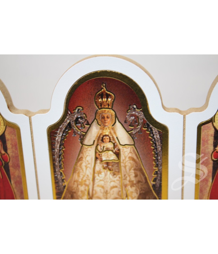 TRIPTICO CAPILLA BLANCO VIRGEN DEL PRADO 14 * 10 CON REPIE