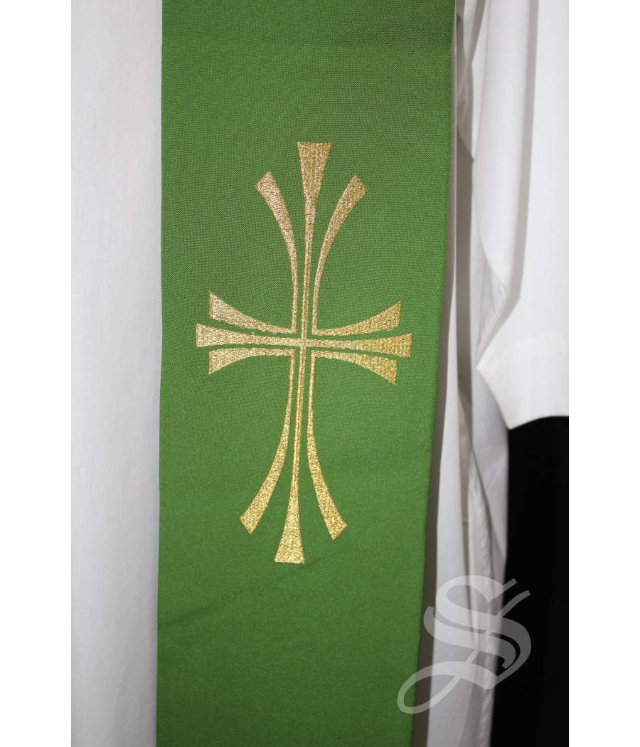 ESTOLA 805 VERDE CRUZ DORADA DOBLE