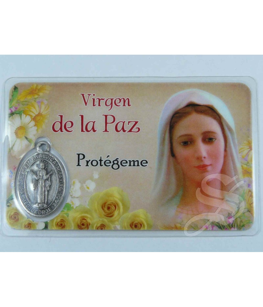 ESTAMPA MEDJUGORJE VIRGEN DE LA PAZ CON MEDALLA