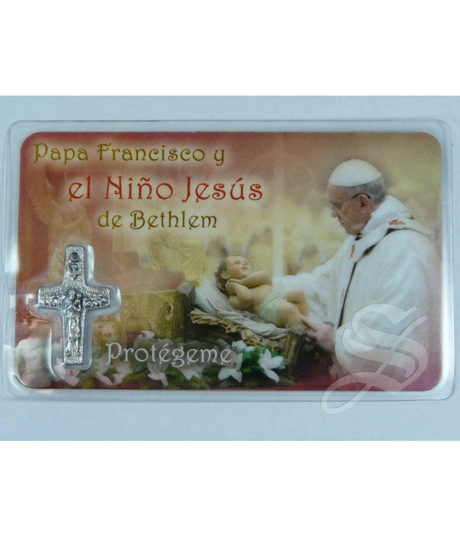 ESTAMPA PAPA FRANCISCO CON MEDALLA