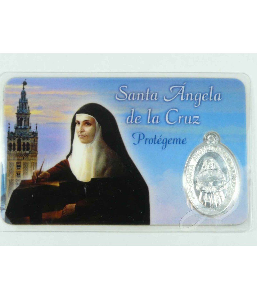 ESTAMPA SANTA ANGELA DE LA CRUZ CON MEDALLA