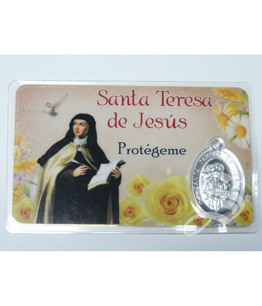 ESTAMPA SANTA TERESA DE JESUS CON MEDALLA