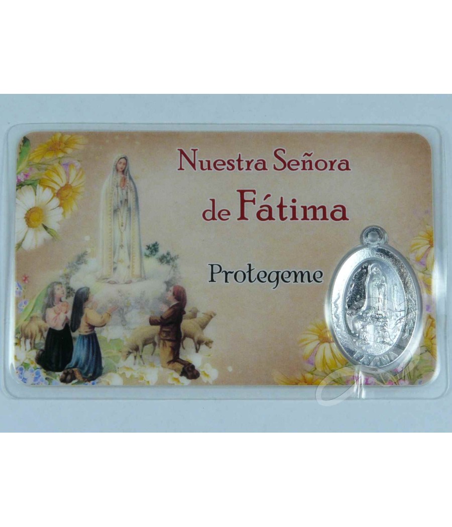 ESTAMPA VIRGEN DE FATIMA CON MEDALLA