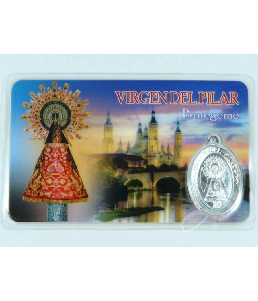 ESTAMPA VIRGEN DEL PILAR CON MEDALLA