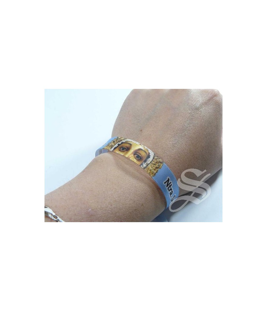 PULSERA TELA VIRGEN DEL PRADO CON LOS OJOS