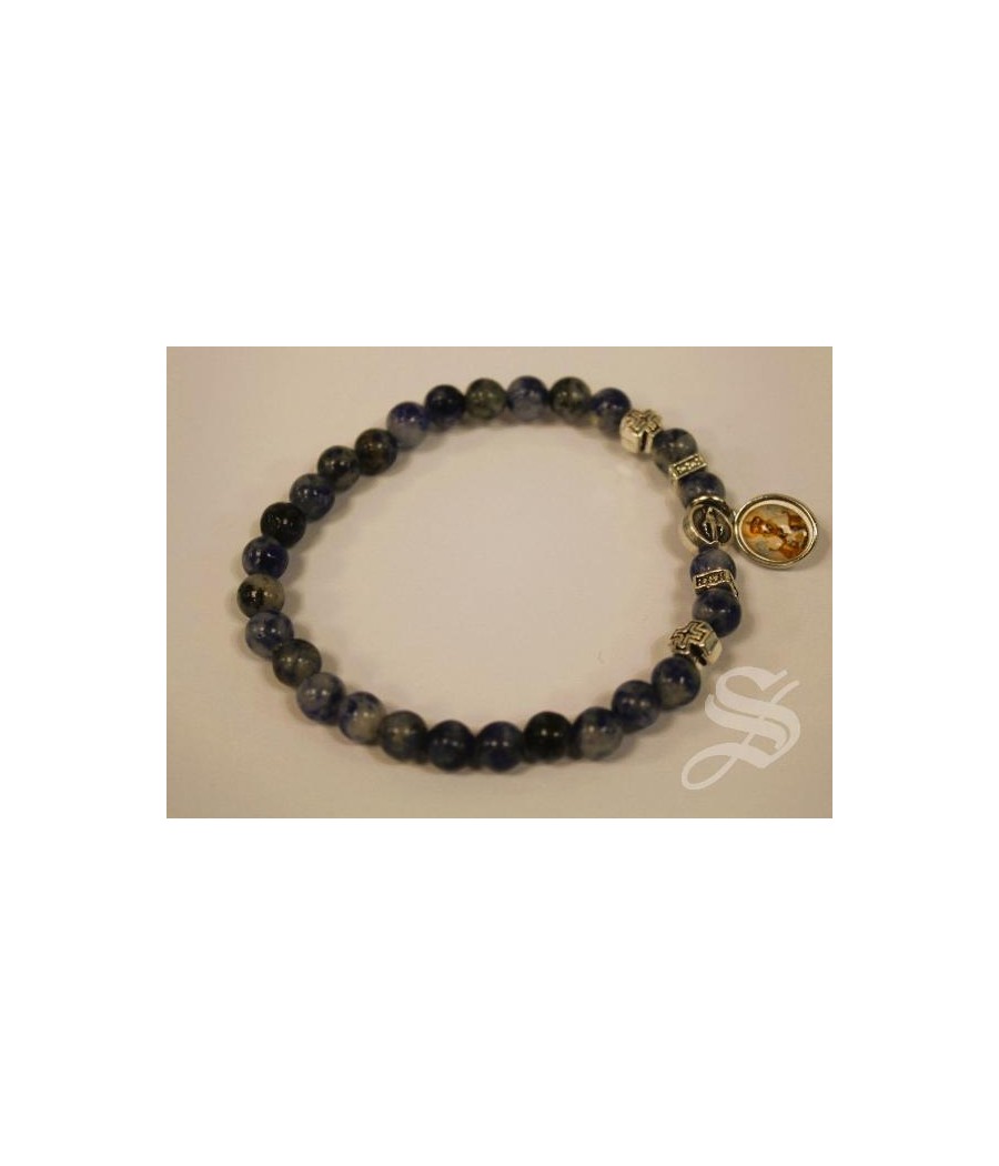PULSERA MILAGROSA PIEDRA JASPEADA AZUL. 6MM