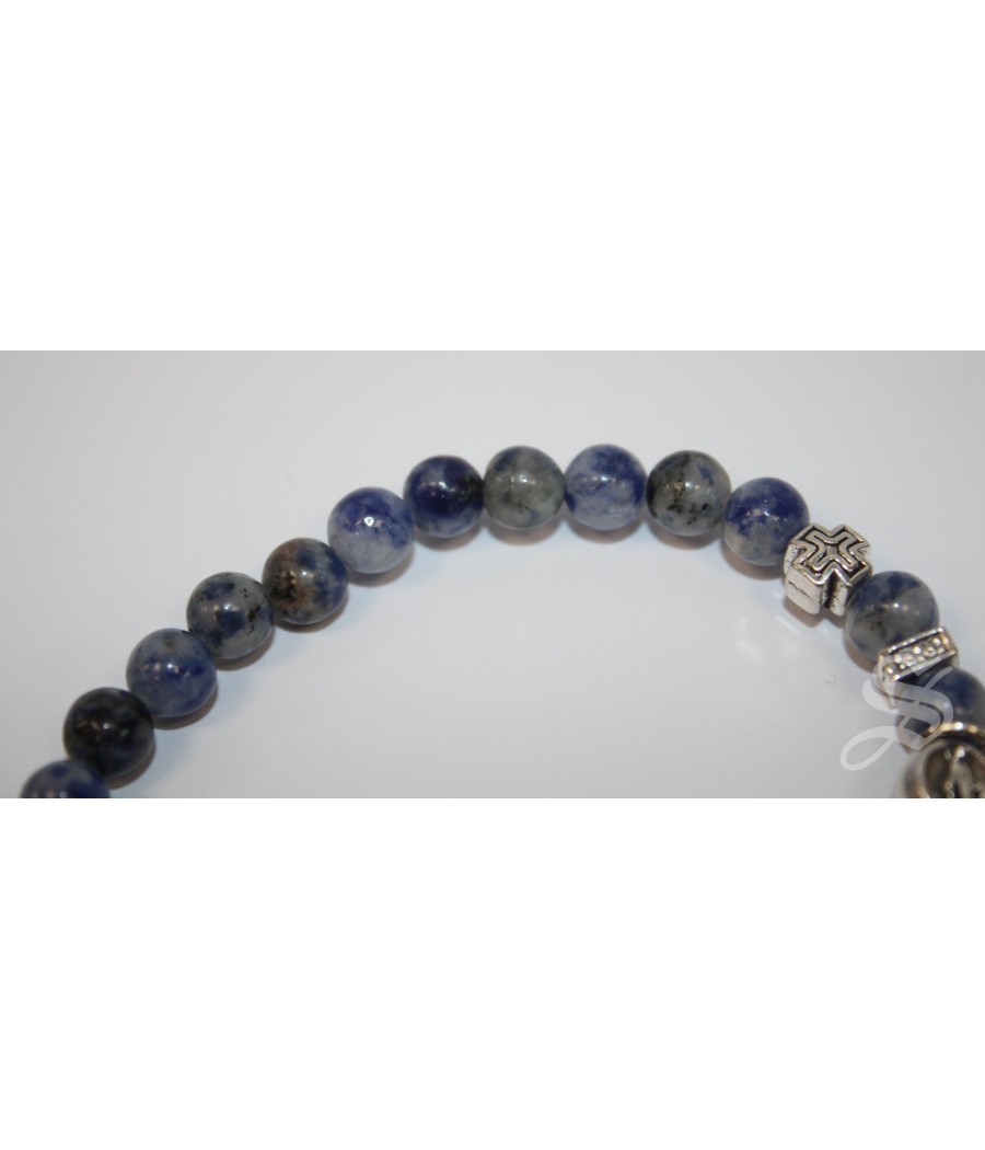 PULSERA MILAGROSA PIEDRA JASPEADA AZUL. 6MM