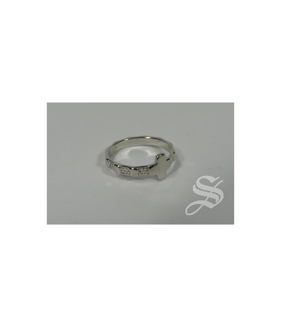 ANILLO ROSARIO PLATA TALLA 17 - 18,1 MM.