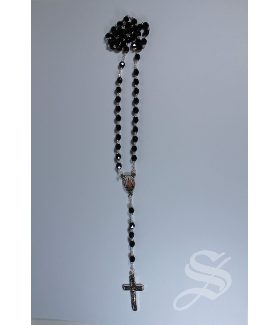 ROSARIO CRISTAL NEGRO 5 MM. VIRGEN DEL PRADO