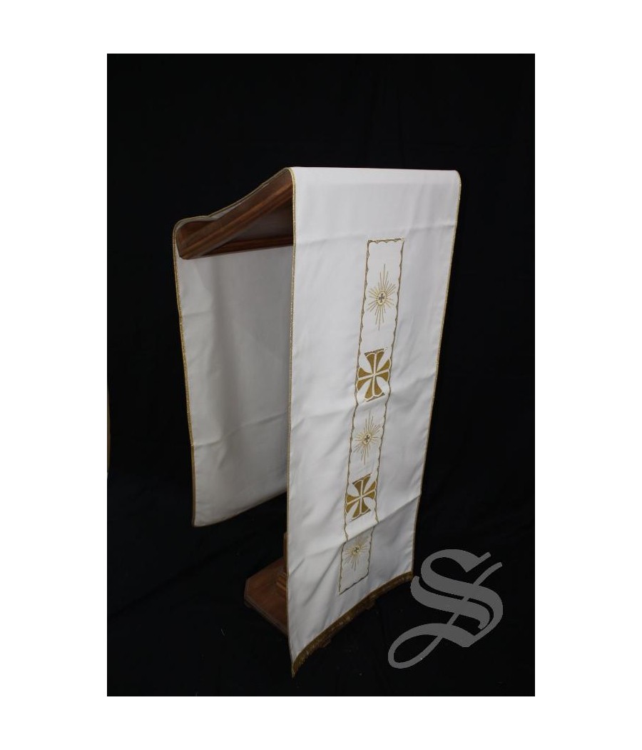 CUBRE AMBOM 713 BLANCO CRUZ DORADA CON MARZO ONDAS