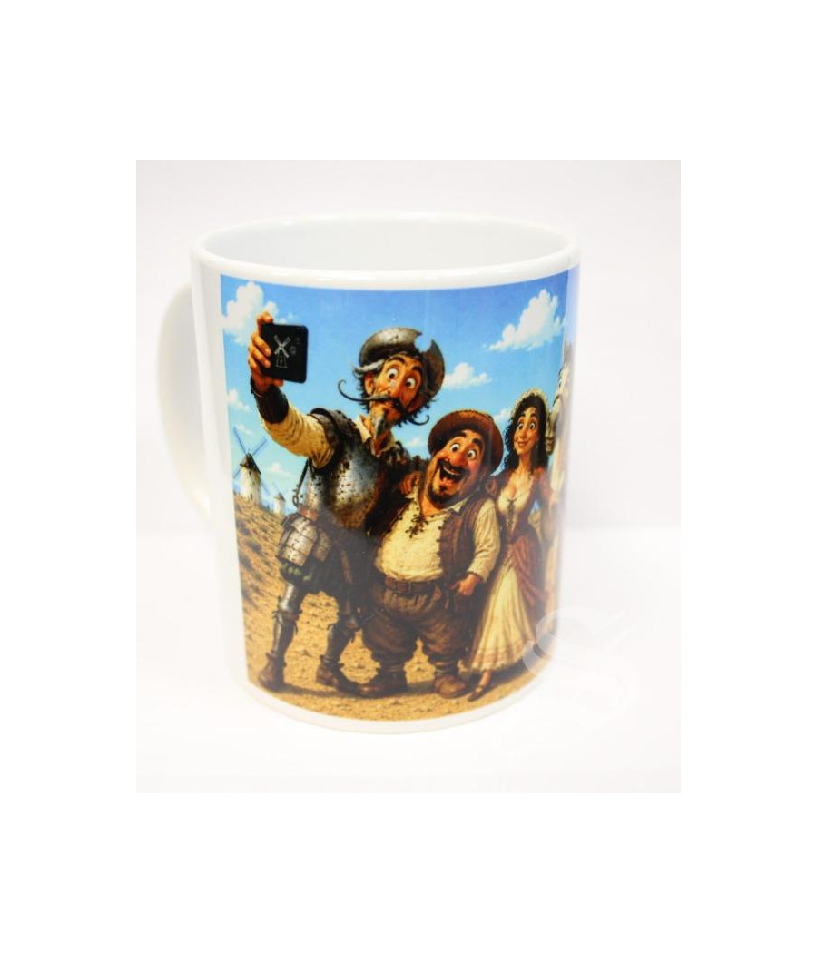 TAZA SELFI QUIJOTE Y COMPAÑIA CERAMICA CIUDAD REAL